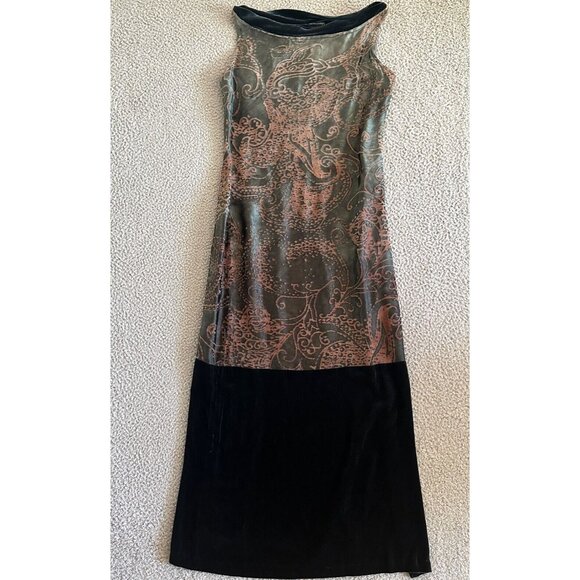 ANDREA ROSATI Silk Dress Brocade Sheer Velvet Burnout Pink Grey - Picture 1 of 15